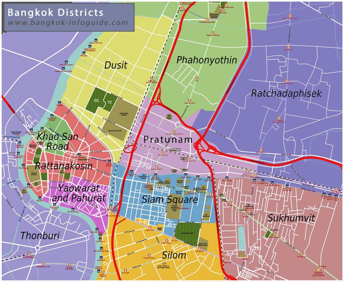 bangkok harita ve çevresinde