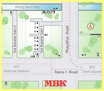 bangkok haritası mbk Alışveriş Merkezi 