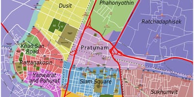 Bangkok harita ve çevresinde
