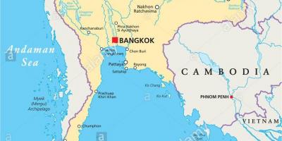 Bir dünya haritası üzerinde Bangkok 